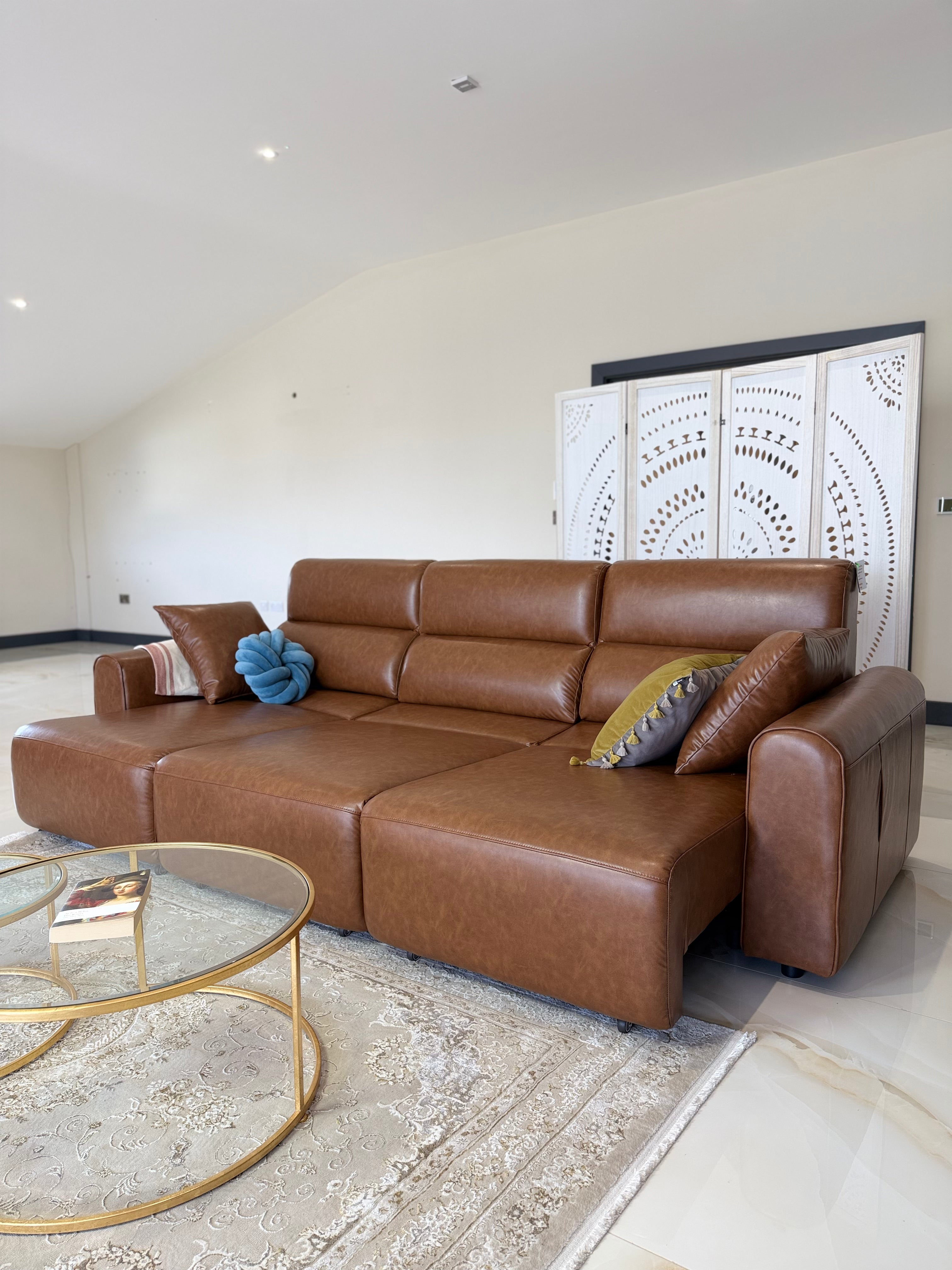 Conway Electric Sofa Brown 3 Seater