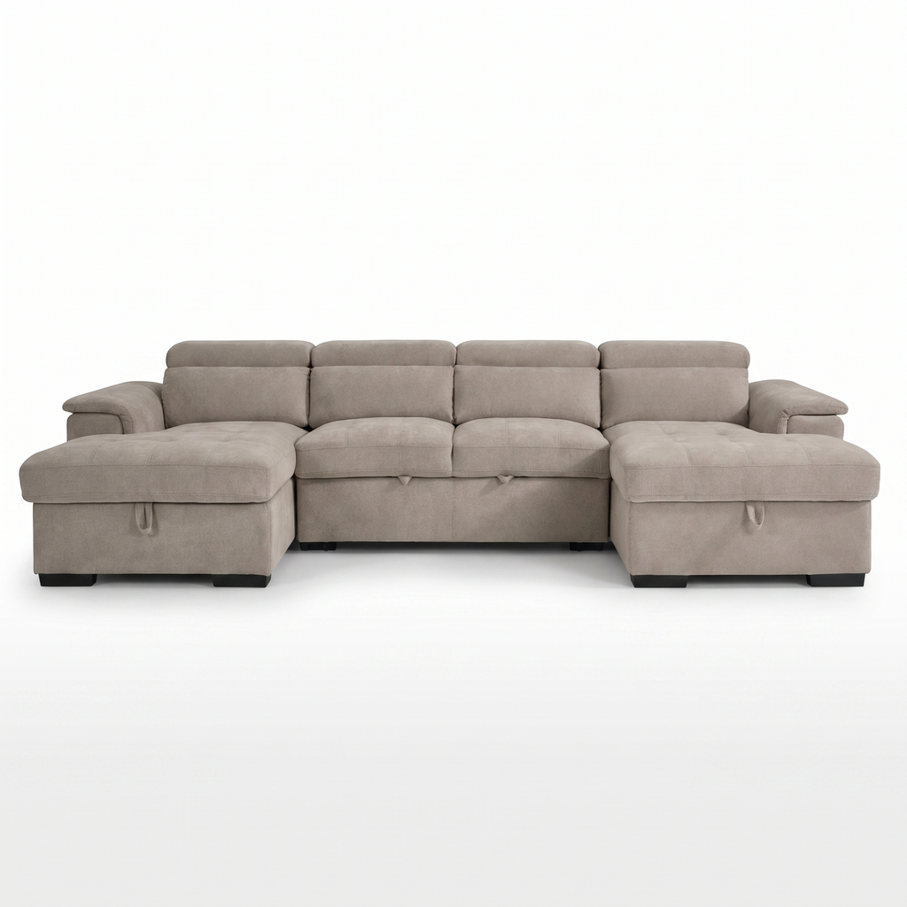 Alaya U-Shape Biege Sofabed