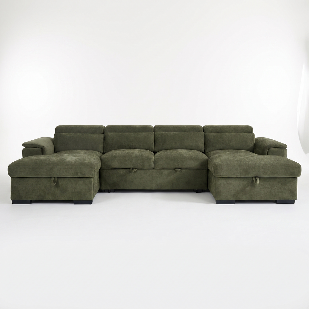 Alaya Sofabed Green U Shape Corner