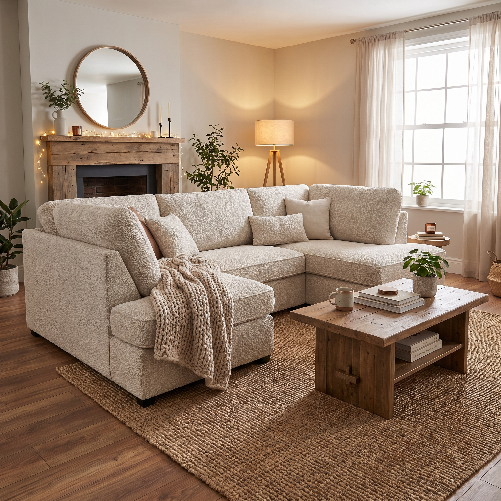 Carnaby Sofa Boucle Beige U Shape Corner