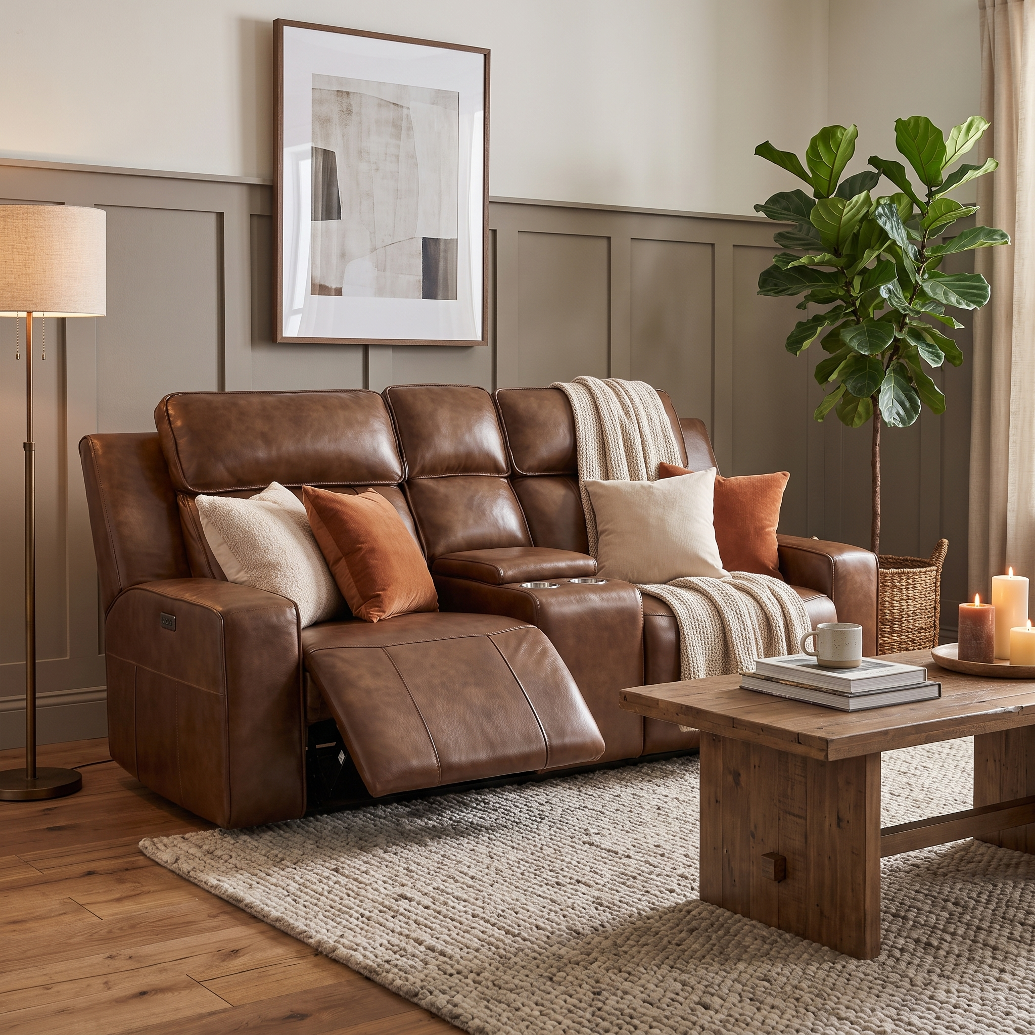 Barcelona Electric Recliner Sofa Brown 2 Seater