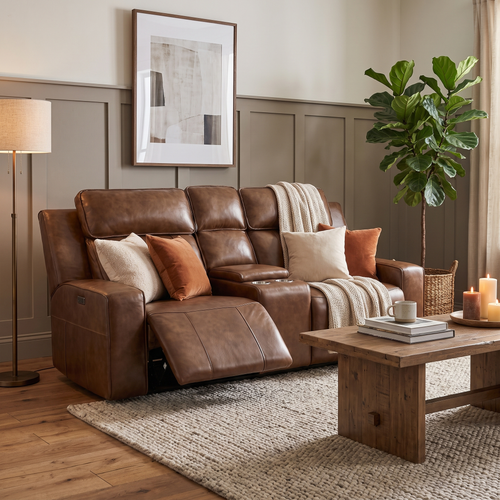 Barcelona Electric Recliner Sofa Brown 2 Seater