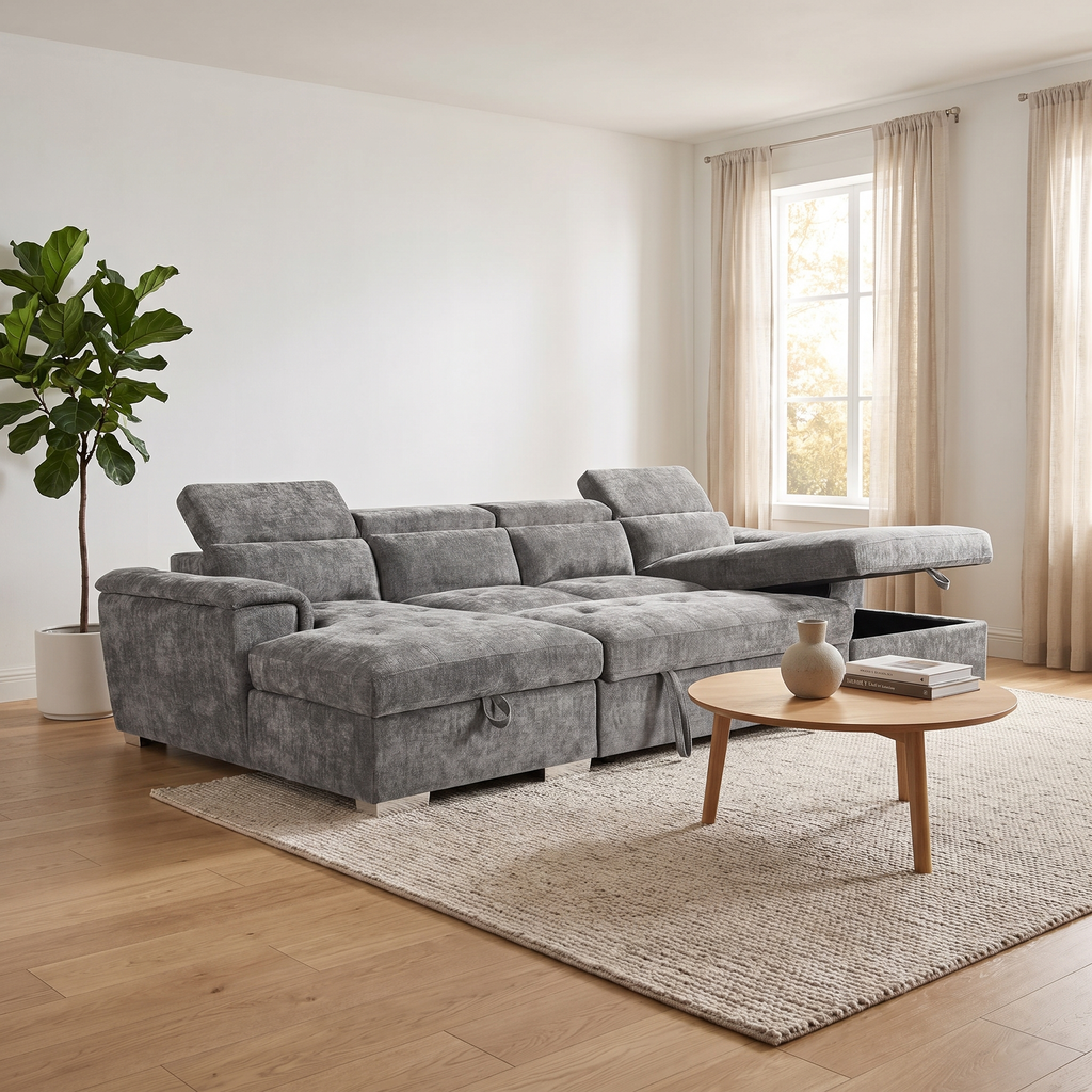 Alaya Sofabed Grey U Shape Corne