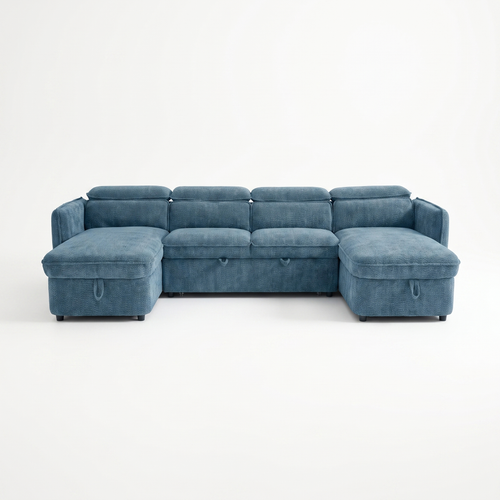 Capri Sofabed U Shape Corner - Blue