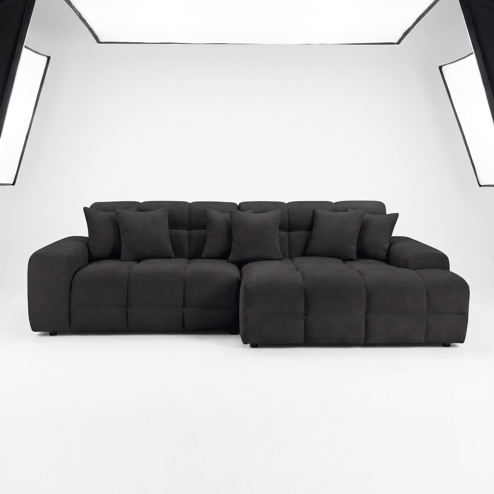 Jacob Corner Sofa - Black Right