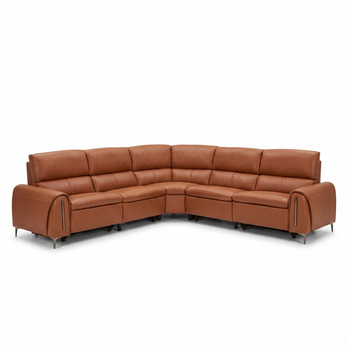Arizona Electric Recliner Large Corner Sofa in Tan leather